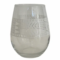 TAPA PATTERN WINE GLASSES 12 OZ.