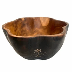 SCALLOPED TEAK BOWL 7"